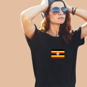 Custom Uganda T Shirt Flag & Coat Of Arms Skull Style 